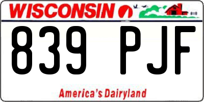 WI license plate 839PJF
