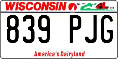 WI license plate 839PJG