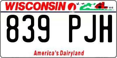 WI license plate 839PJH