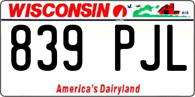 WI license plate 839PJL