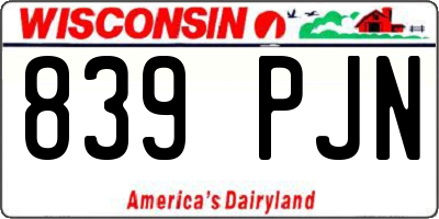 WI license plate 839PJN