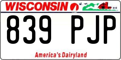 WI license plate 839PJP