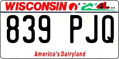 WI license plate 839PJQ