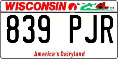 WI license plate 839PJR