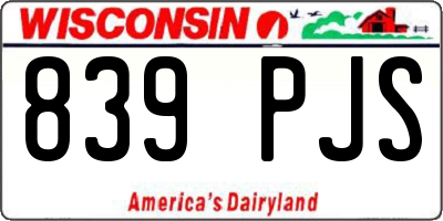 WI license plate 839PJS