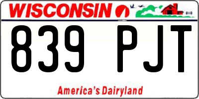 WI license plate 839PJT