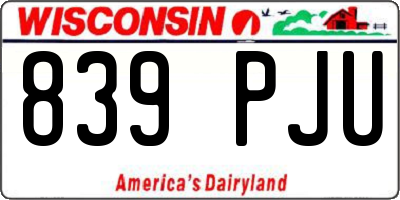 WI license plate 839PJU