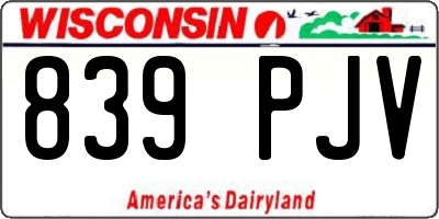 WI license plate 839PJV