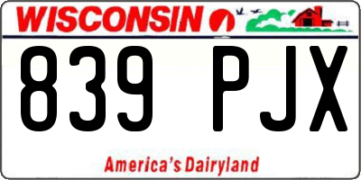 WI license plate 839PJX