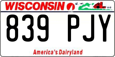 WI license plate 839PJY