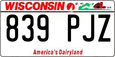 WI license plate 839PJZ