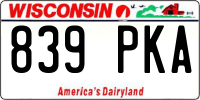WI license plate 839PKA