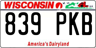 WI license plate 839PKB