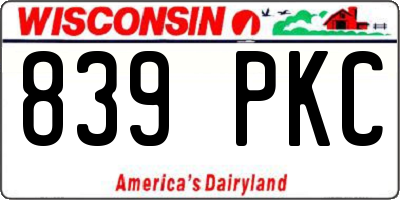 WI license plate 839PKC