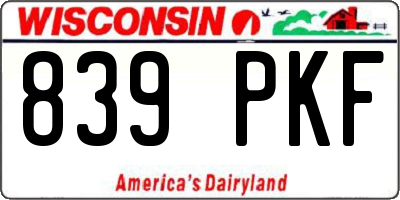 WI license plate 839PKF