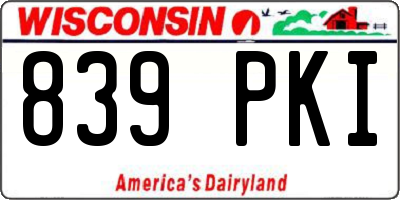 WI license plate 839PKI