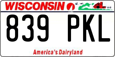 WI license plate 839PKL