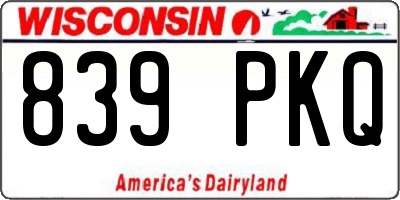 WI license plate 839PKQ