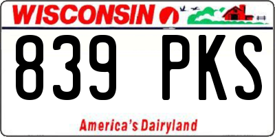 WI license plate 839PKS