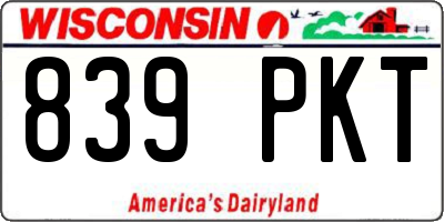WI license plate 839PKT