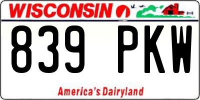 WI license plate 839PKW