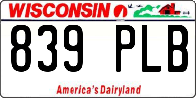 WI license plate 839PLB