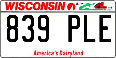 WI license plate 839PLE