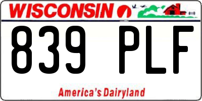 WI license plate 839PLF