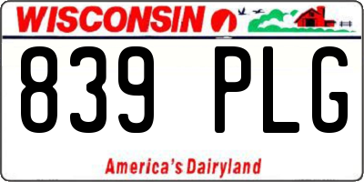 WI license plate 839PLG