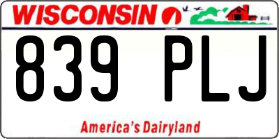 WI license plate 839PLJ