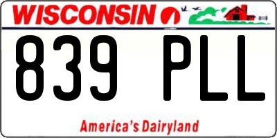 WI license plate 839PLL