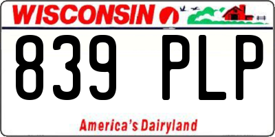 WI license plate 839PLP