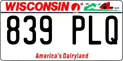 WI license plate 839PLQ