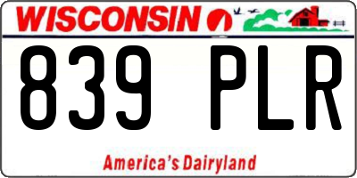 WI license plate 839PLR