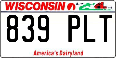 WI license plate 839PLT