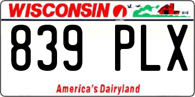 WI license plate 839PLX