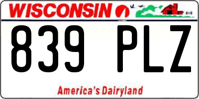WI license plate 839PLZ