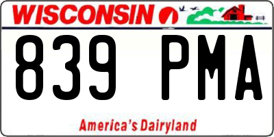 WI license plate 839PMA