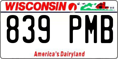 WI license plate 839PMB