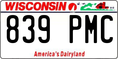WI license plate 839PMC