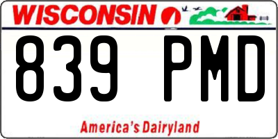 WI license plate 839PMD