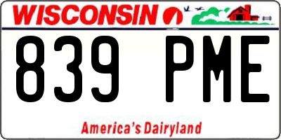 WI license plate 839PME
