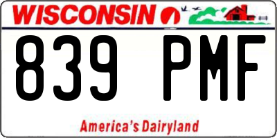 WI license plate 839PMF