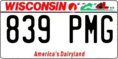 WI license plate 839PMG