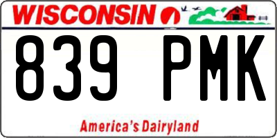 WI license plate 839PMK
