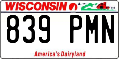 WI license plate 839PMN