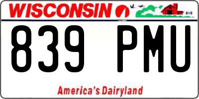 WI license plate 839PMU