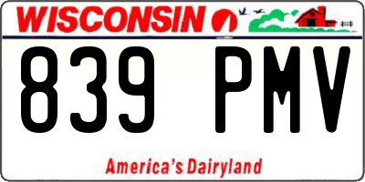 WI license plate 839PMV