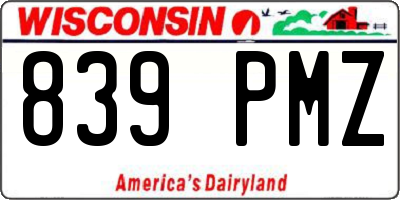 WI license plate 839PMZ