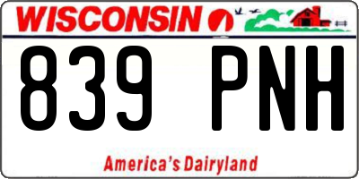 WI license plate 839PNH